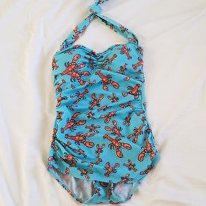 Retro one piece lobster bathing suit